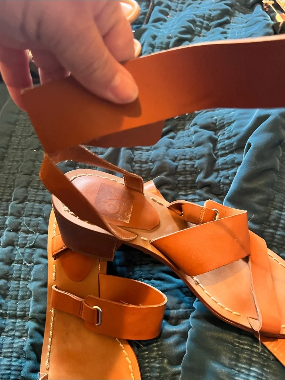 DV by Dolce Vita Cognac Brown Strappy Leather Sandals
